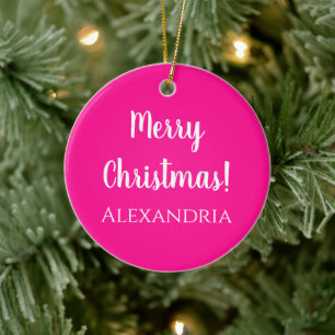 Personlig God jul Shock rosa Julgransprydnad Keramik
