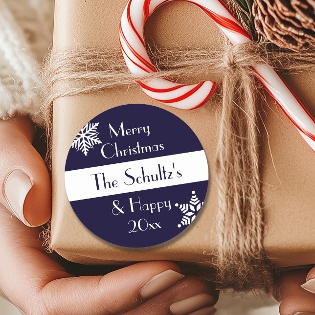 Personlig God Jul Snöflinga Runt Klistermärke (Skapare uppladdad)