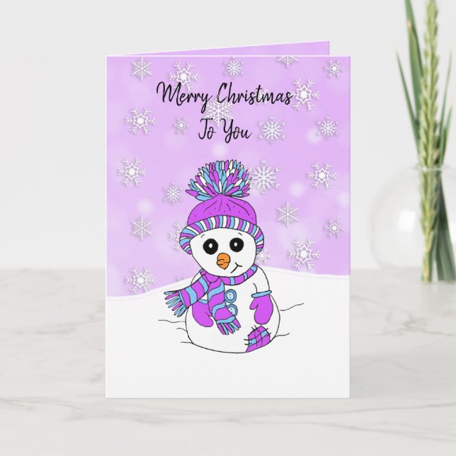 Personlig God jul Snögubbe Kort (Framsida)