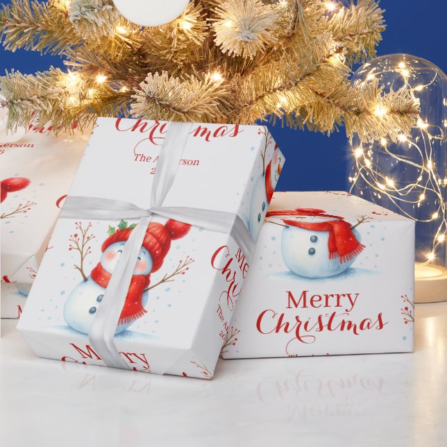Personlig God Jul Snöman Anpassat År  Presentpapper (Helgdagar)