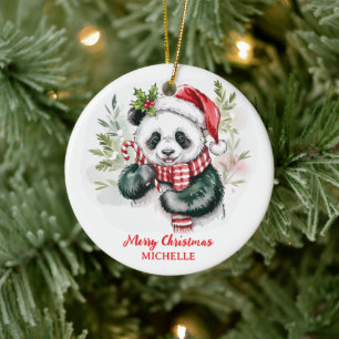 Personlig God Jul Söt Panda Björn Julgransprydnad Keramik
