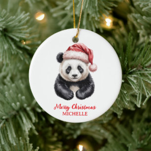 Personlig God Jul Söt Panda Björn Julgransprydnad Keramik