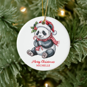 Personlig God Jul Söt Panda Björn Julgransprydnad Keramik