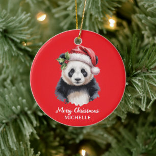 Personlig God Jul Söt Panda Björn Julgransprydnad Keramik