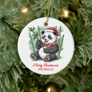 Personlig God Jul Söt Panda Björn Julgransprydnad Keramik