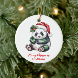 Personlig God Jul Söt Panda Björn Julgransprydnad Keramik
