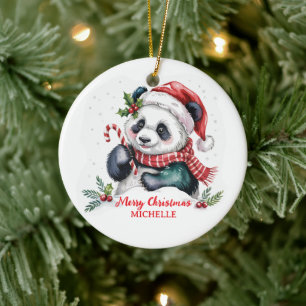 Personlig God Jul Söt Panda Björn Julgransprydnad Keramik