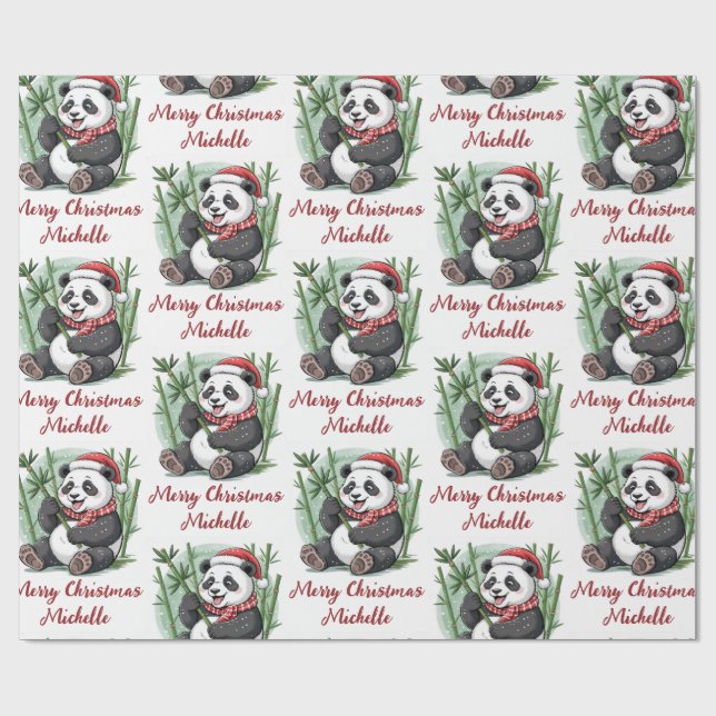 Personlig God Jul Söt Panda Björn Presentpapper (Platt)