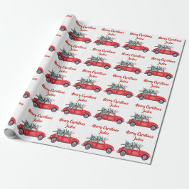 Personlig God jul Träd Red Farm Lastbil Presentpapper