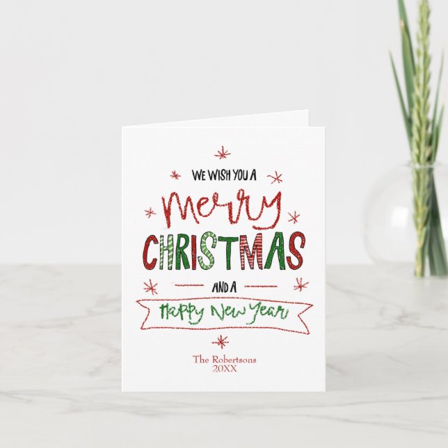 Personlig God jul Typografi - ej foto Tack Kort (Framsida)