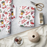 Personlig God jul Wrapping Papper - Cust Presentpapper<br><div class="desc">Festiv presentfigursättning med vit bakgrund med klassiska julillustrationer - holly,  klockor,  lagerhållning,  polkagrisar och kakaobönsbrev - plus "God jul"-text. Anpassa till din familj namn för en trevlig,  samordnad helgdag.</div>