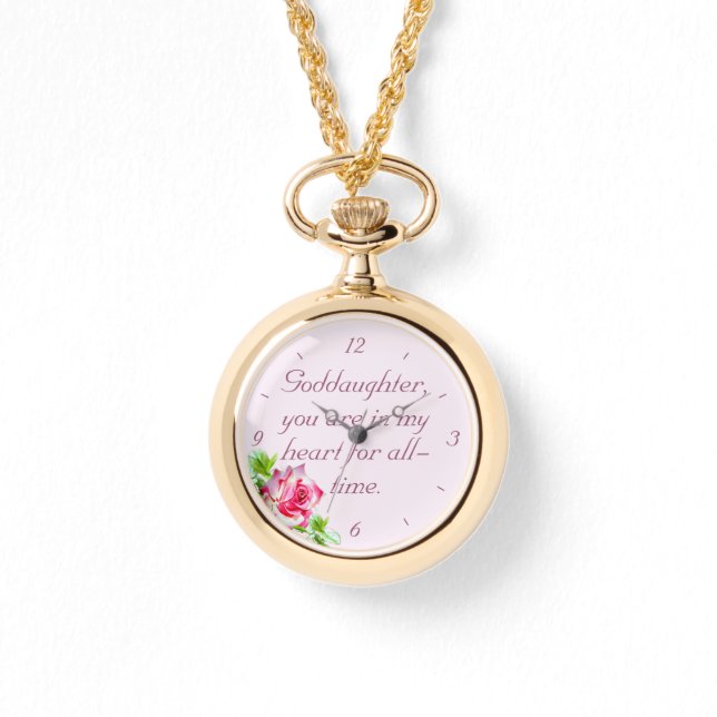 Personlig Goddotter Necklace Watch Armbandsur (Framsida)