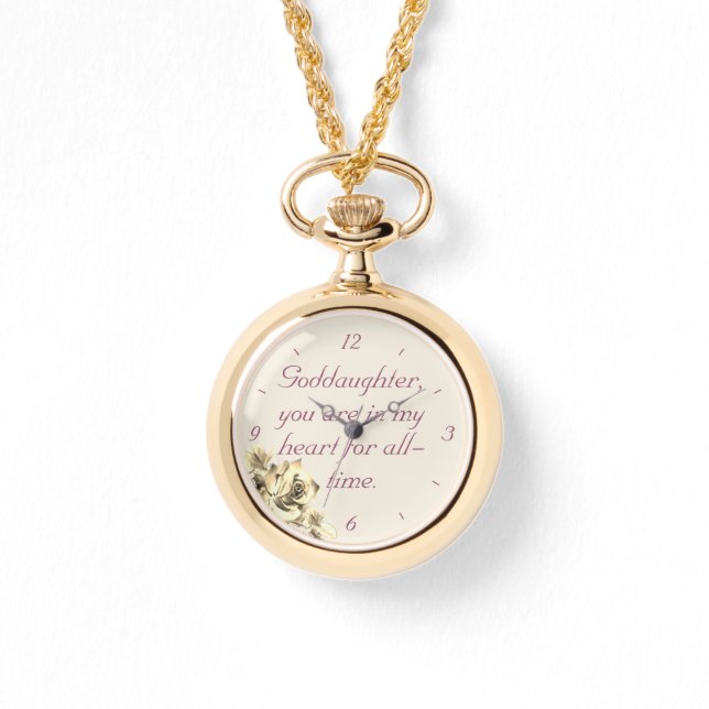 Personlig Goddotter Necklace Watch Armbandsur (Framsida)