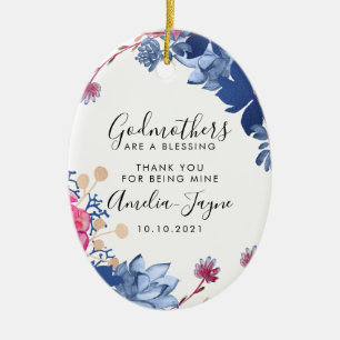 Personlig Godmor Baptism Gift Julgransprydnad Keramik