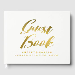 Personlig Gold Foil Bröllop Guest Bok