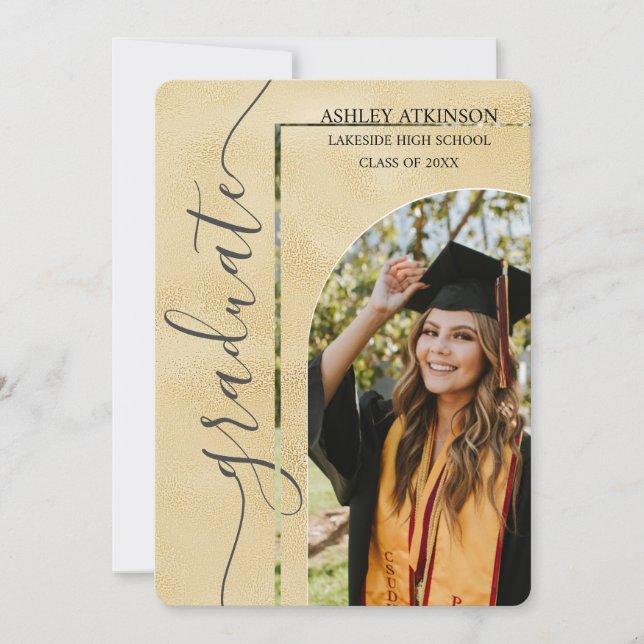 Personlig Gold Foil Glitter Photo Studenten Inbjudningar (Framsida)
