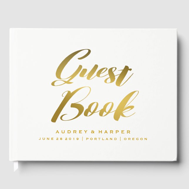 Personlig Gold Foil Marble Bröllop Guest Bok (Framsida)