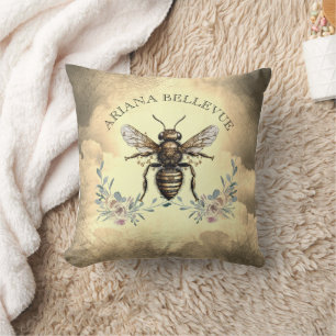 Personlig Golden Bee Blommigt Kudde