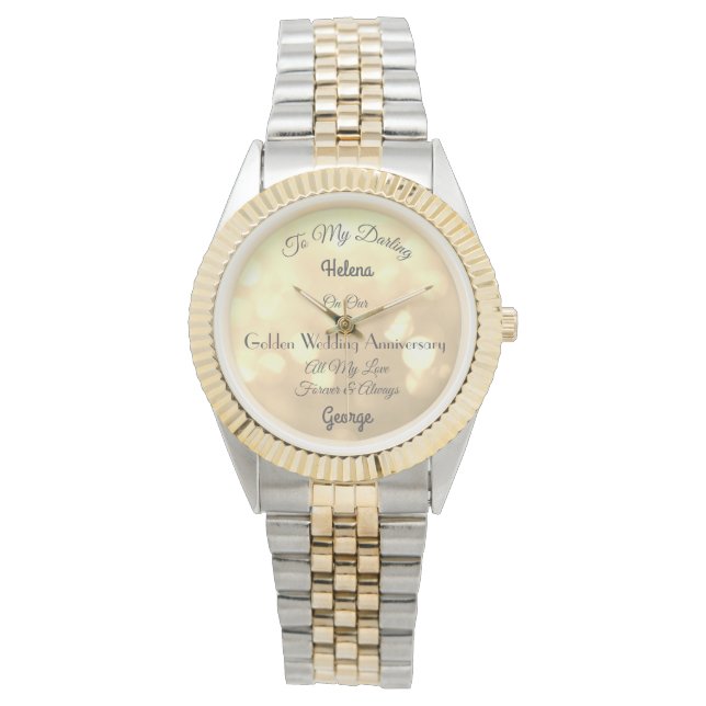Personlig Golden Bröllop-årsdag - bevakning Armbandsur (Framsida)