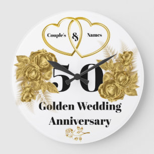 Personlig Golden Bröllop-årsdag Gift Clock Stor Klocka