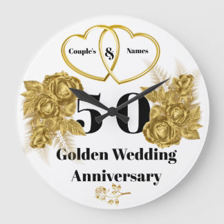 Personlig Golden Bröllop-årsdag Gift Clock Stor Klocka