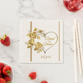 Personlig Golden Bröllop Napkins Pappersservett