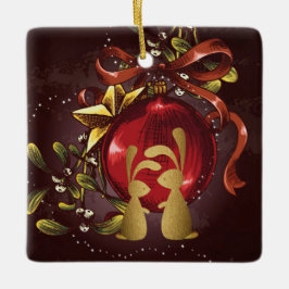 Personlig Golden Bunnies i Kärlek jul Julgransprydnad Keramik