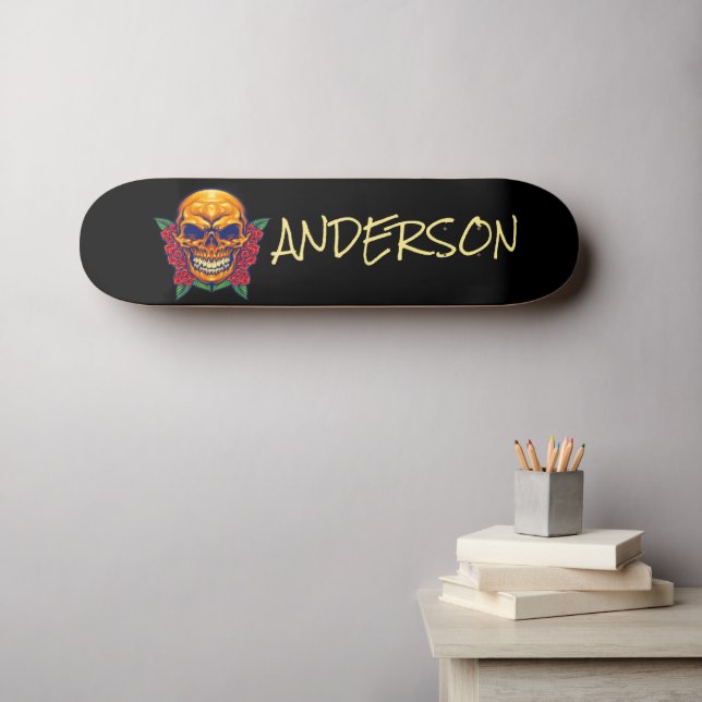 Personlig Golden Döskalle skateboard (Väggkonst (Horz))