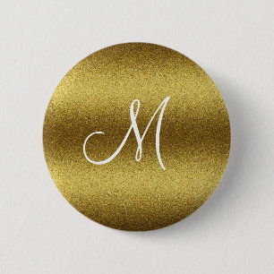 Personlig Golden Glitter Monogram Knapp