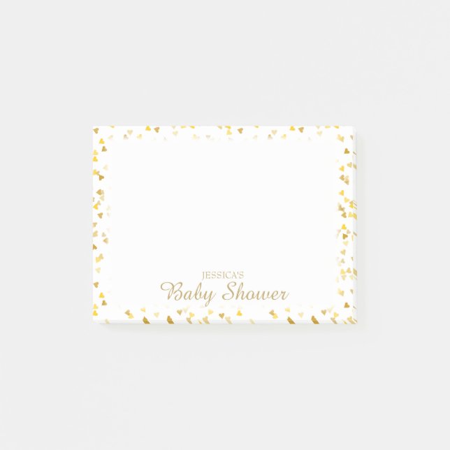 Personlig Golden Heart Baby Shower Planner Post-it Block (Framsida)
