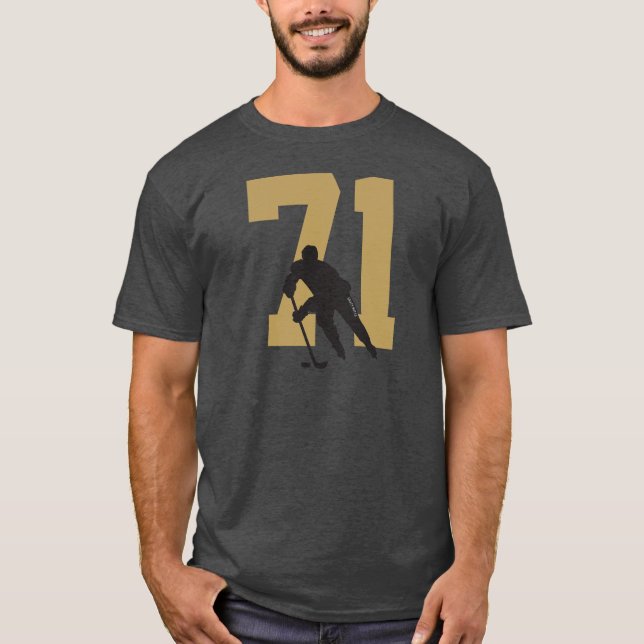 Personlig Golden Hockey Player-nummer T Shirt (Framsida)