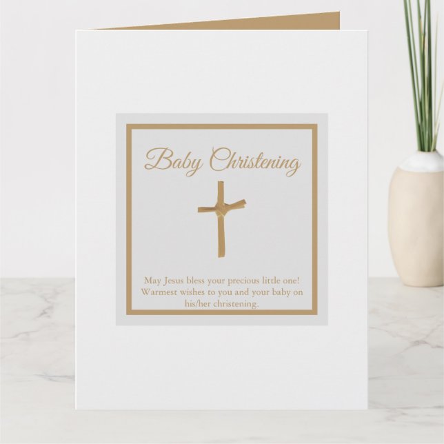 Personlig Golden Kor Baby Christening Baptism Kort (Framsida)