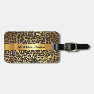 Personlig Golden Leopard Skin Luggage (läder) Bagagebricka