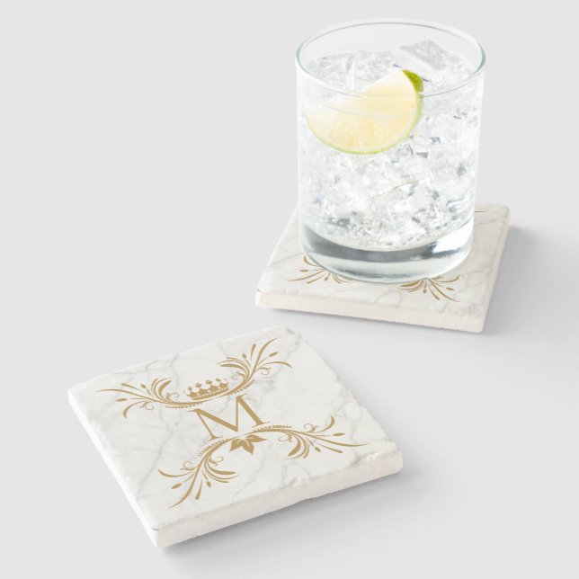 Personlig Golden Monogram Stenunderlägg (Sidan)