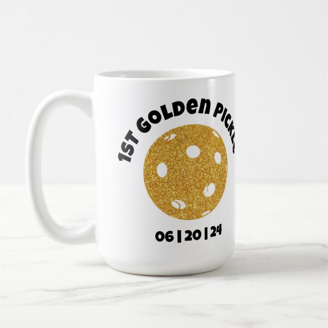 Personlig Golden Pickle Guld Pickleball Glitter Kaffemugg (Vänster)