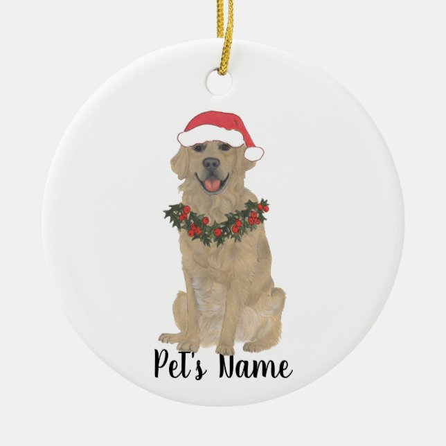 Personlig Golden Retriever Ceramic Ornament (Framsidan)