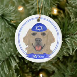 Personlig Golden Retriever Hund Hanukkah Julgransprydnad Keramik