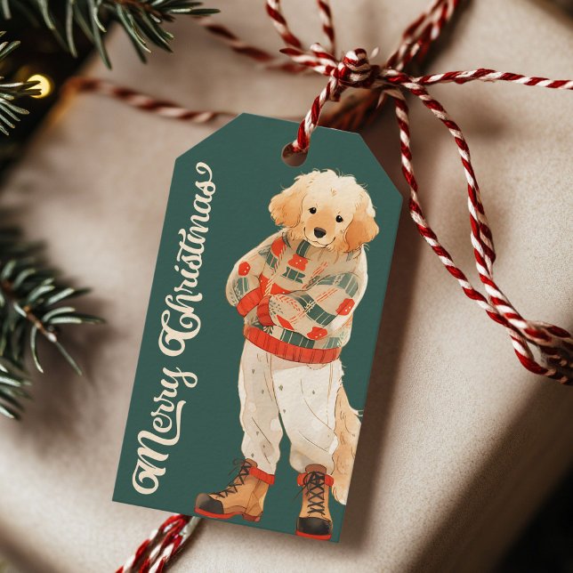 Personlig Golden Retriever Hund Helgdag Gift-Märkr Presentetikett (Skapare uppladdad)