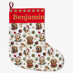 Personlig Golden Retriever Hund jul Stocki Stor Julstrumpa