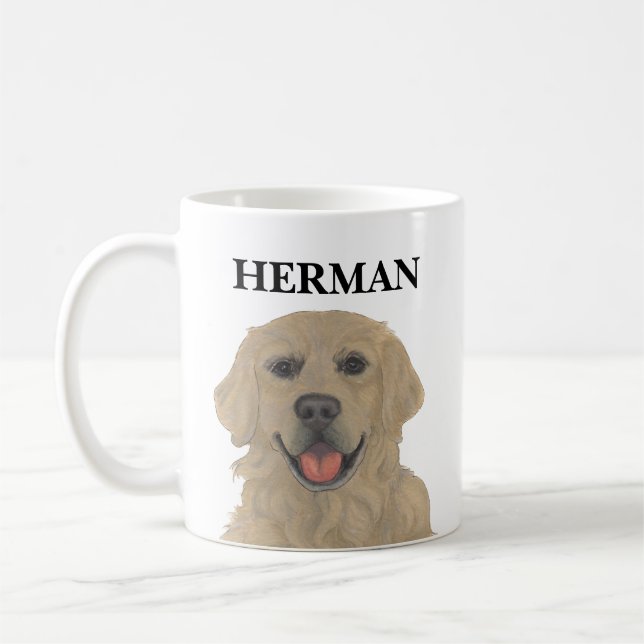 Personlig Golden Retriever Hund Kaffemugg (Vänster)