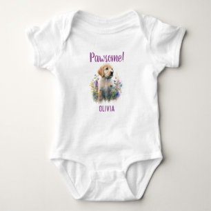 Personlig Golden Retriever-Hund med Blommigtar T Shirt