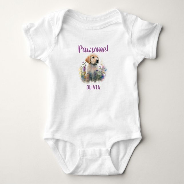Personlig Golden Retriever-Hund med Blommigtar T Shirt (Framsida)