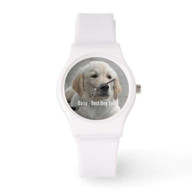 Personlig Golden Retriever Hund Photo and Namn Armbandsur (Framsida)