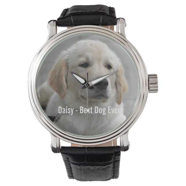 Personlig Golden Retriever Hund Photo and Namn Armbandsur (Framsida)