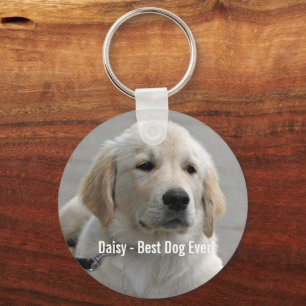 Personlig Golden Retriever Hund Photo and Namn Nyckelring