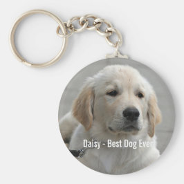 Personlig Golden Retriever Hund Photo and Namn Nyckelring
