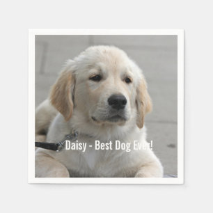 Personlig Golden Retriever Hund Photo and Namn Pappersservett