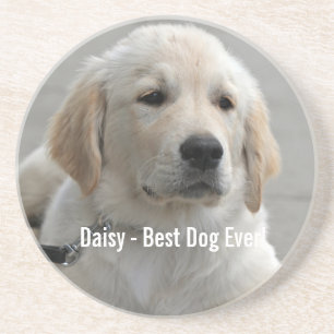Personlig Golden Retriever Hund Photo and Namn Underlägg Sandsten