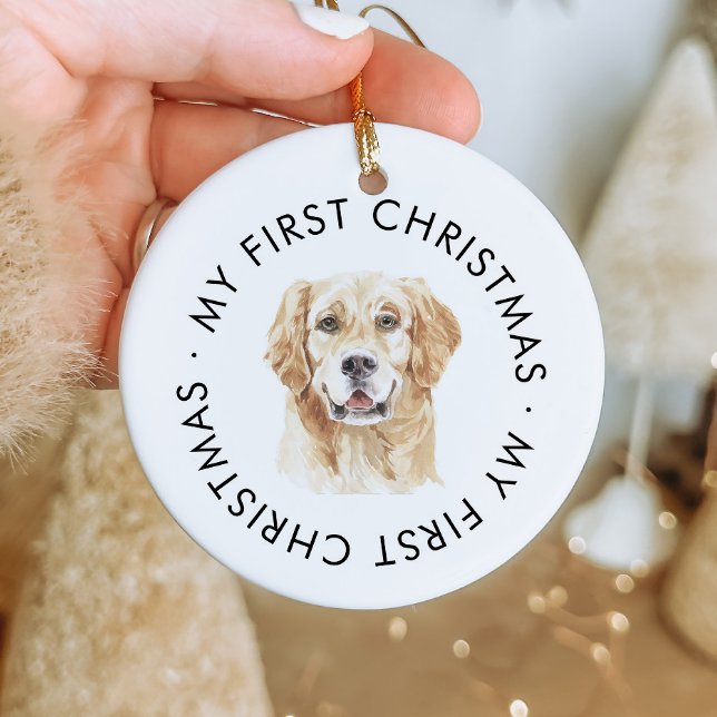 Personlig Golden Retriever Min första jul Julgransprydnad Keramik (Skapare uppladdad)