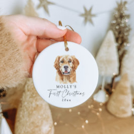 Personlig Golden Retriever Namn Första jul Julgransprydnad Keramik